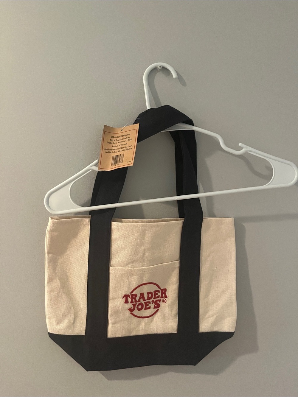 Trader Joe’s Navy blue and cream Canvas Tote Bag - Picture 2 of 2